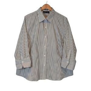 Jones New York Easy Care Women’s XL Button Down Blouse Stripe Shirt Top